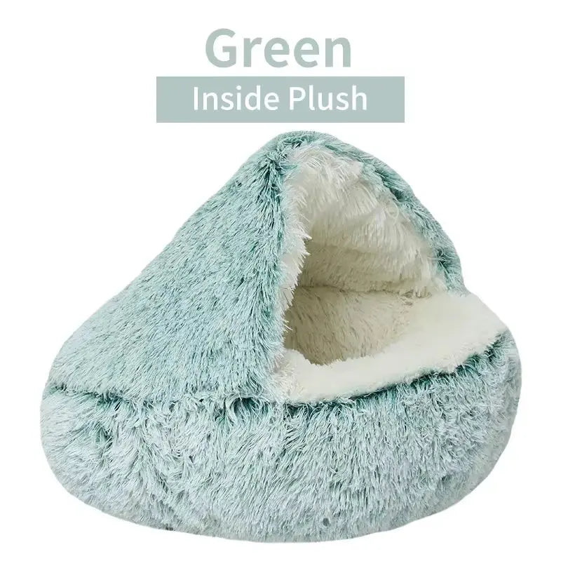 2-in-1 Round Cushion & Warm Pet House for Cats and Small Dogs