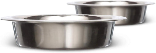 1 Cup (8 Oz.) Shallow Stainless Steel Cat Bowls, Set of 2 Neater Feeder Replacement Bowls (Express & Deluxe), Metal Cat Dishes for Food and Water, Whisker Friendly, Dishwasher Safe