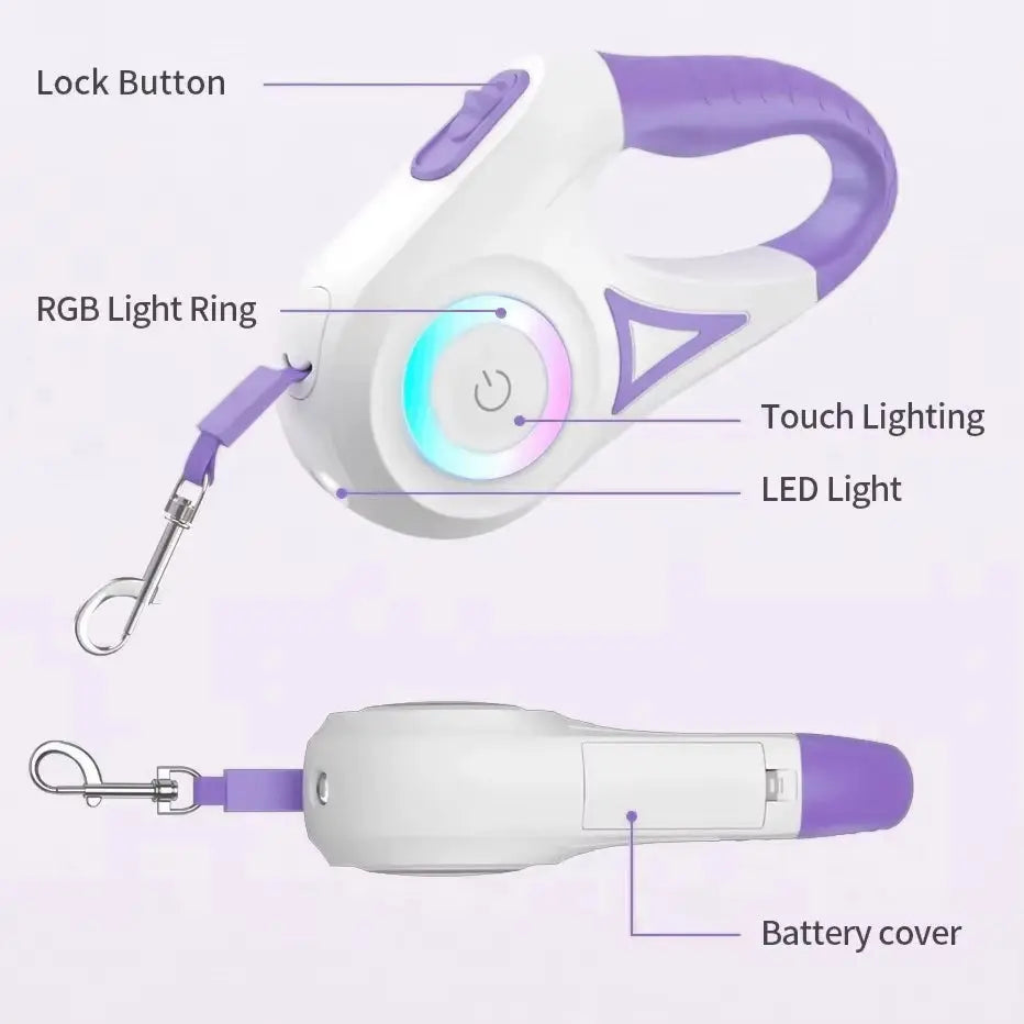 GlowPaw LED FlexiLeash – Light-Up Retractable Leash for Pets of All Sizes