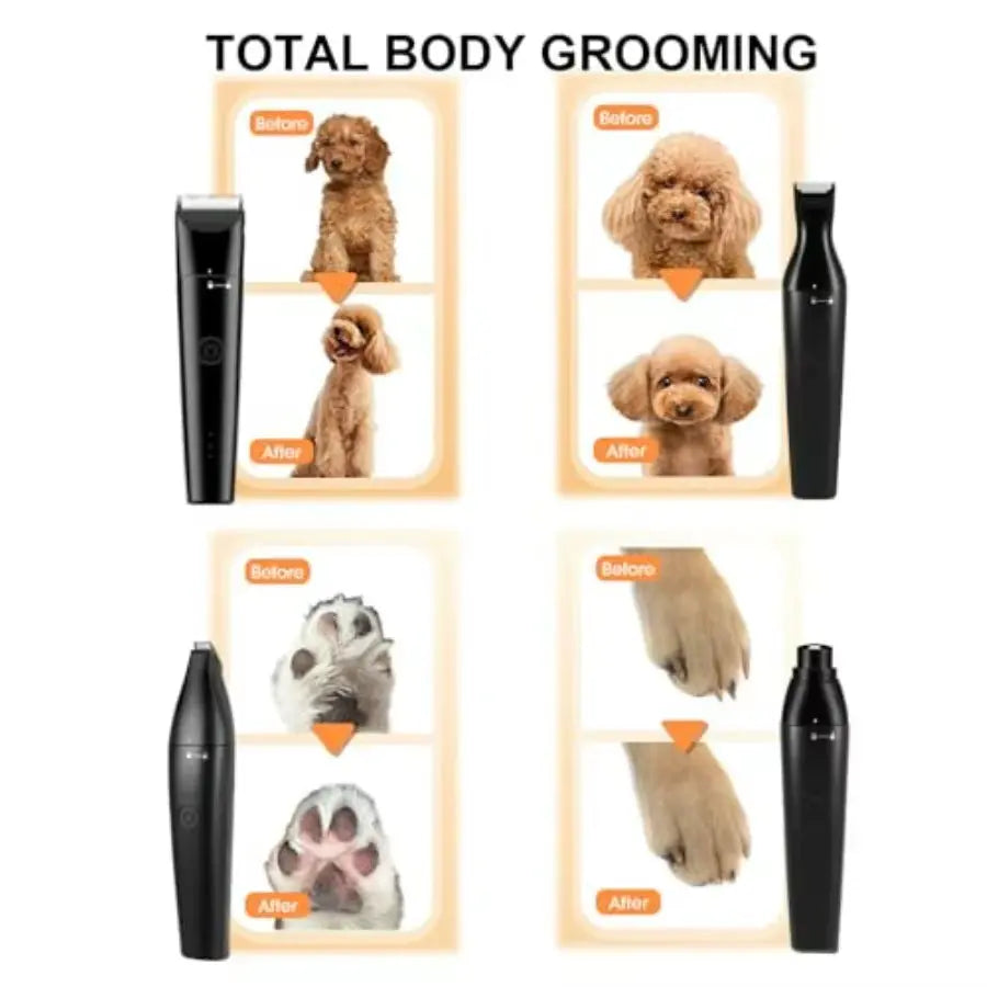4 in 1 Cordless Dog Grooming Kit with 2Speed Clippers USBC Rechargeable Nail Grinder and Paw Trimmer for Small Pets Ideal for D