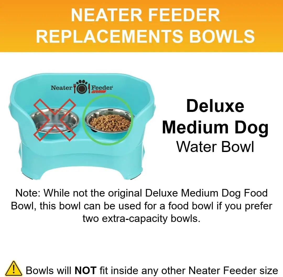 5 Cup (40 Oz.) Stainless Steel Dog Bowls, 1 Single Neater Feeder Replacement Bowl (Medium Deluxe Model), Dog Food Bowl or Water Bowls, Dishwasher Safe Metal Dish for Medium Dogs