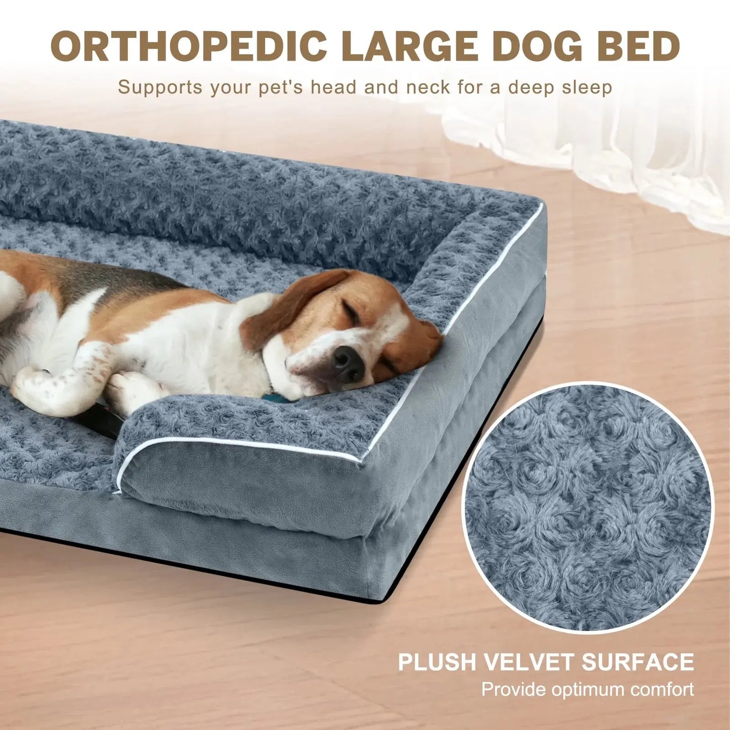 Dog Bed for Extra Large Dogs Waterproof Orthopedic Dog Sofa Bed Non Slip Pet Couch with Removable Washable Cover Supportive Foam M to Xxl,Dark Gray