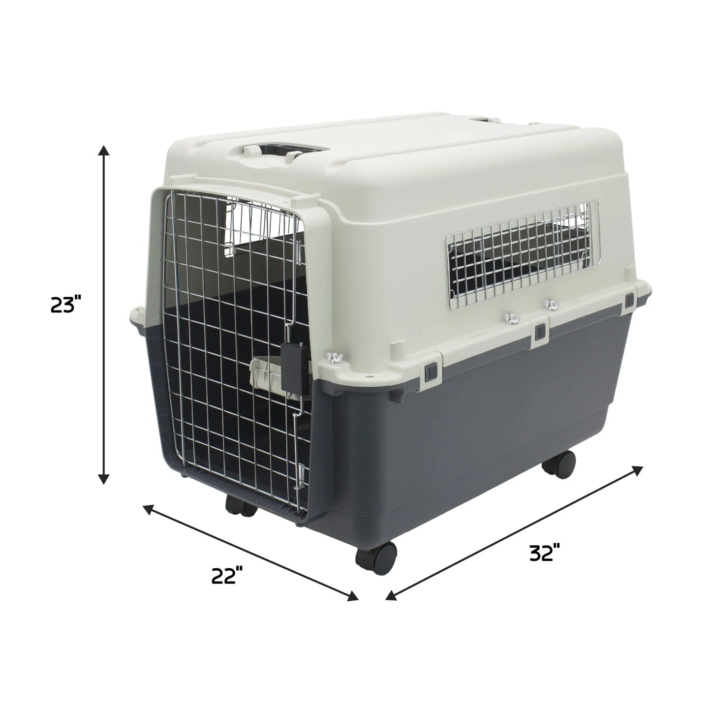 Airline Approved Plastic Dog Kennel with Wheels, Large