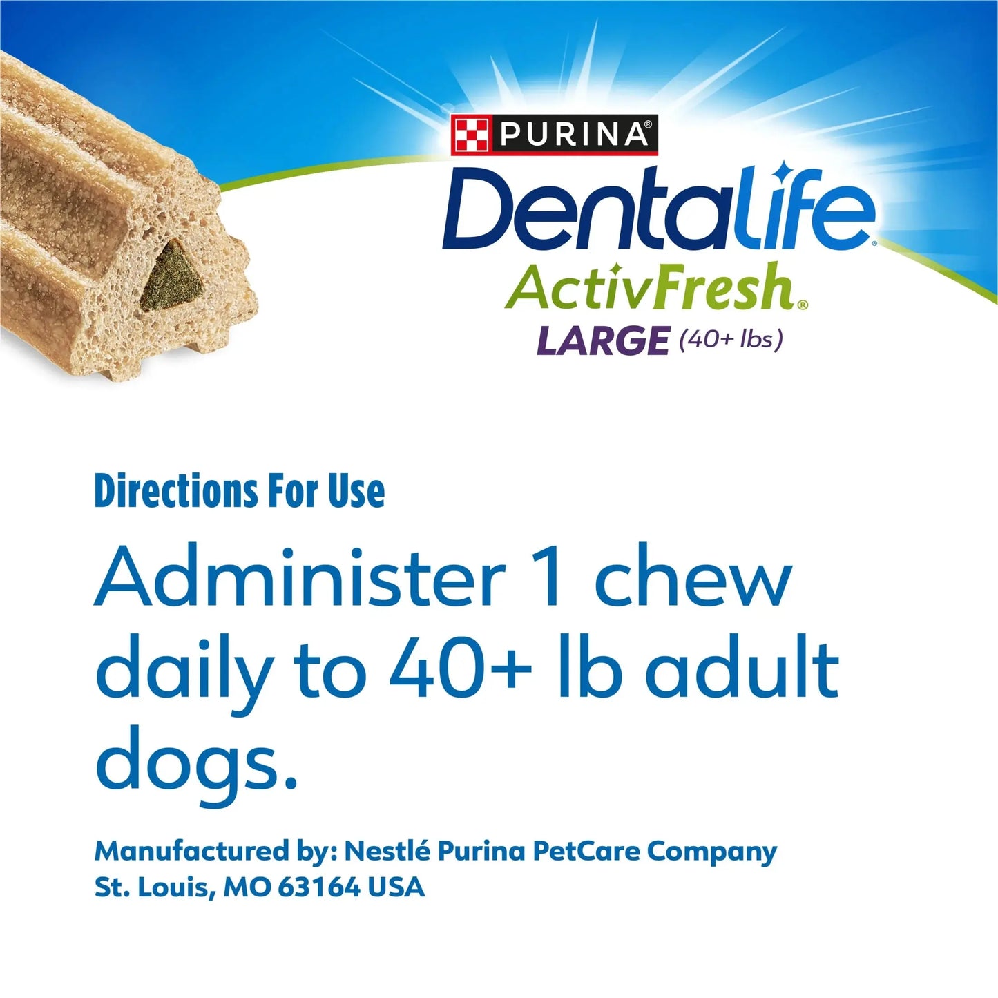Purina  Activfresh Chicken Flavor Large Breed Adult Dog Dental Chews – 24.1 Oz Pouch (21 Ct)