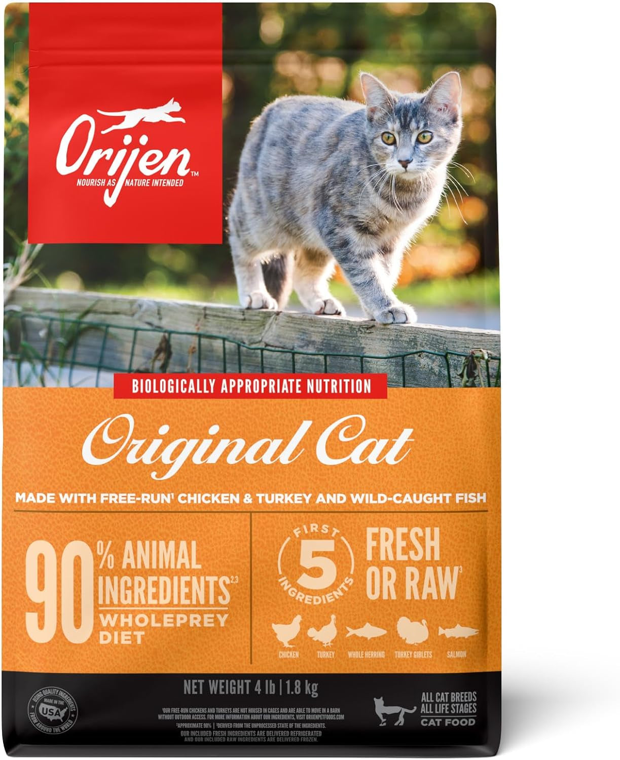 Grain Free High Protein Premium Dry Cat Food Original Recipe 4Lb Bag