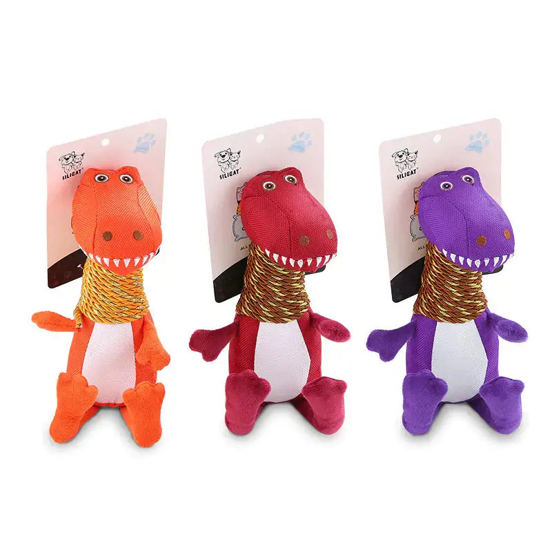 Plush Dinosaur Dog Toy with Sound and Chew Features Cats And Dogs Supply