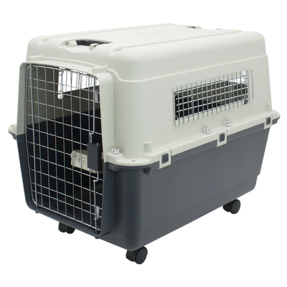 Airline Approved Plastic Dog Kennel with Wheels, Large