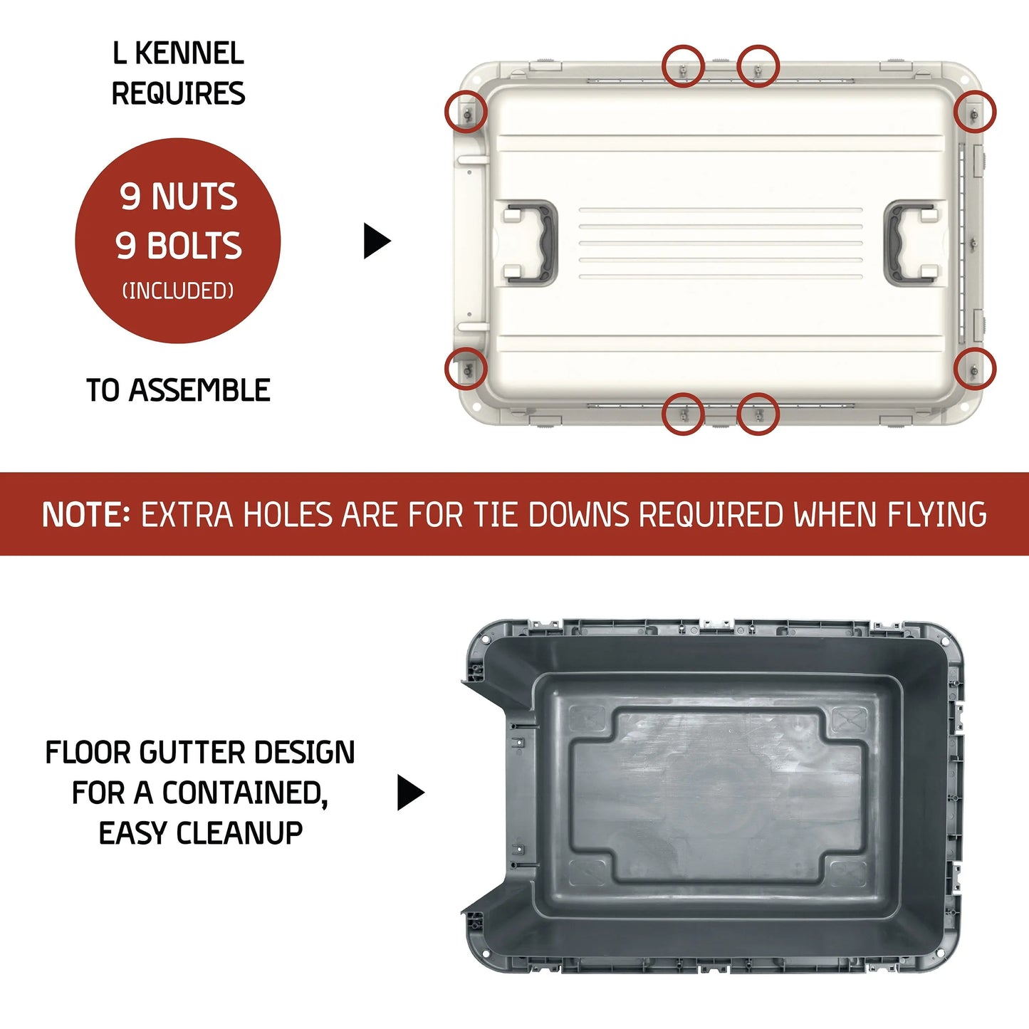 Airline Approved Plastic Dog Kennel with Wheels, Large