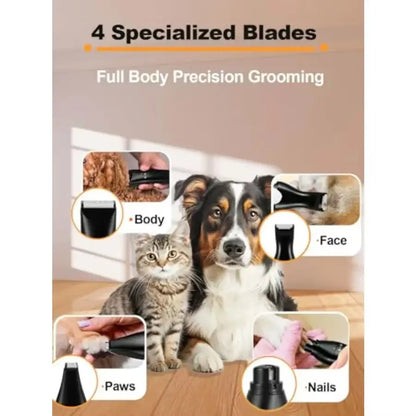 4 in 1 Cordless Dog Grooming Kit with 2Speed Clippers USBC Rechargeable Nail Grinder and Paw Trimmer for Small Pets Ideal for D