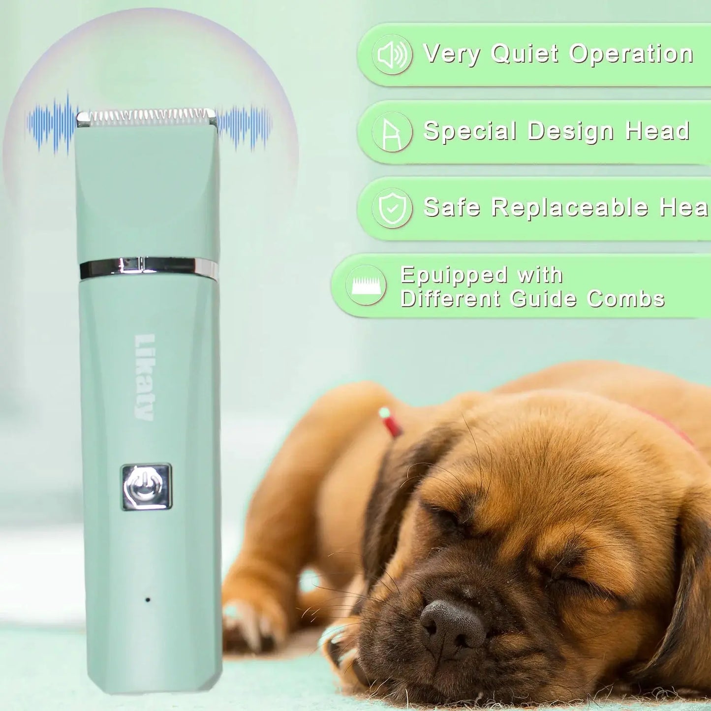 Dogs Hair Clippers Grooming Kit with Nail Grinder,  4 in 1 Cordless Electric Trimmer Low Noise USB Rechargeable Pet Clippers for Small and Large Dogs Cats Animals