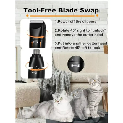 4 in 1 Cordless Dog Grooming Kit with 2Speed Clippers USBC Rechargeable Nail Grinder and Paw Trimmer for Small Pets Ideal for D