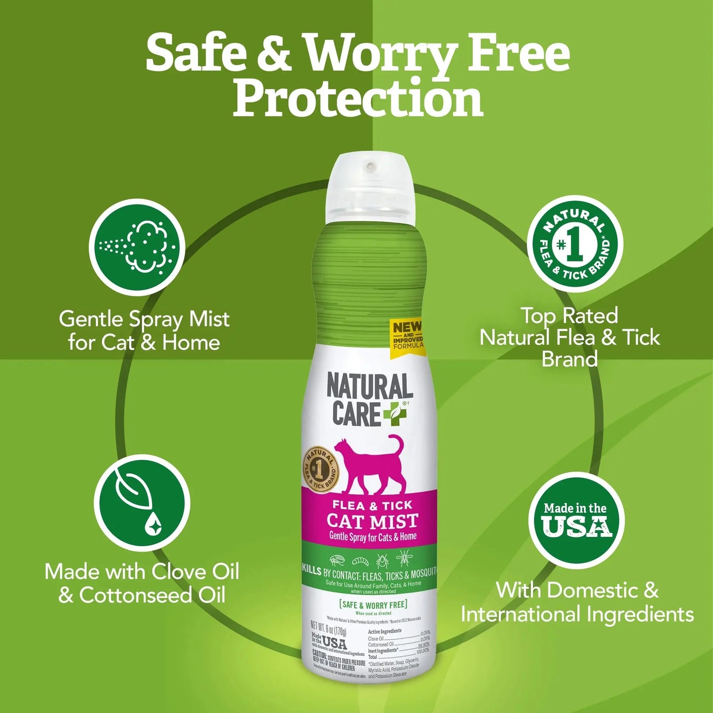 Flea & Tick Spray for Cats - 6Oz.