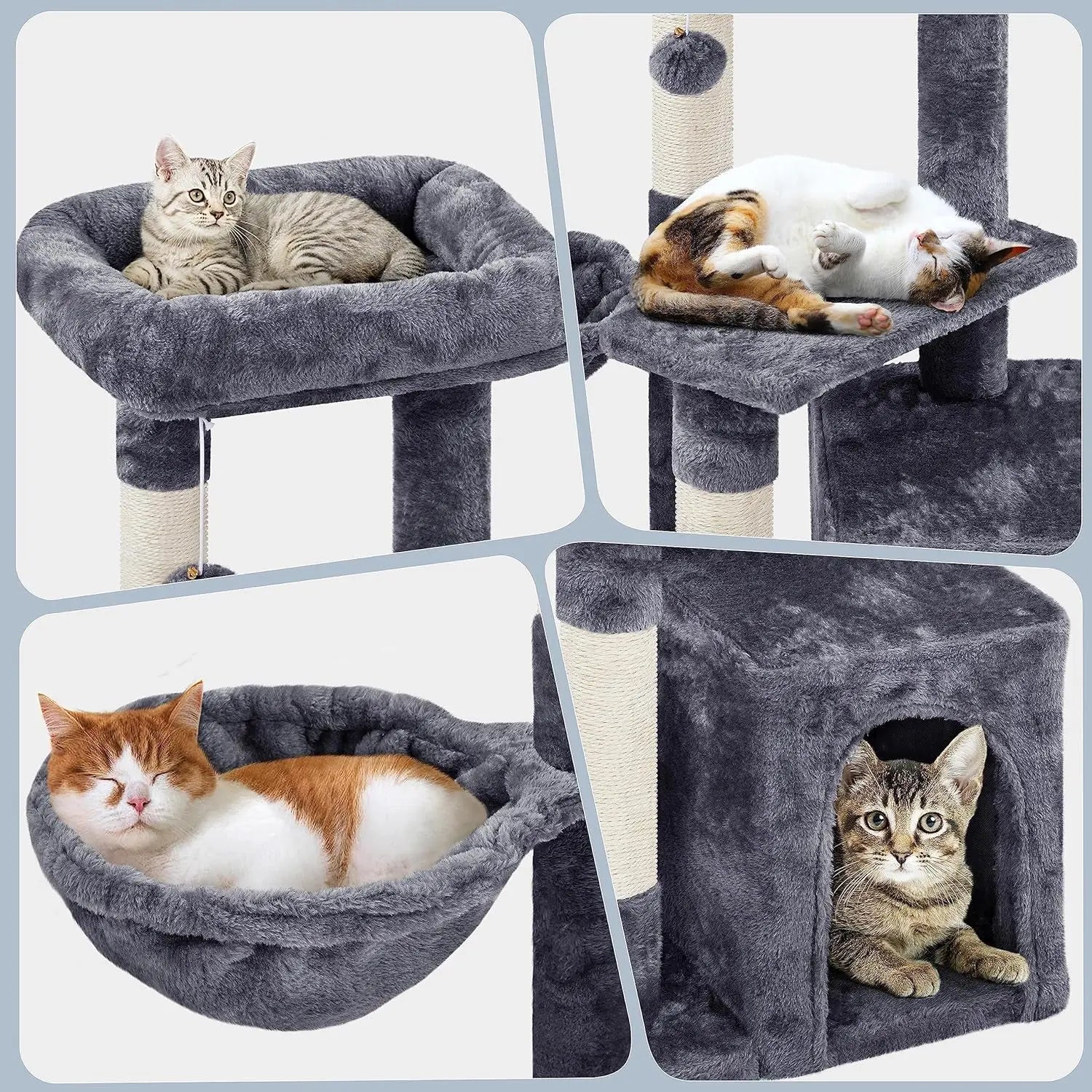 Cat Tree, 34In Cat Tower, Multi-Level Cat Condo with Extra Scratch Boards and Sisal Posts as Kitty Activity Center Pet Stand Tree for Indoor Kittens