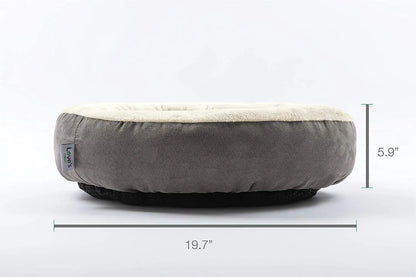 round Donut Cat and Dog Cushion Bed, 20In Bed for Cats or Small Dogs, Anti-Slip & Water-Resistant Bottom, Super Soft Durable Fabric Pet Beds, Washable Luxury Cat & Dog Bed Gray