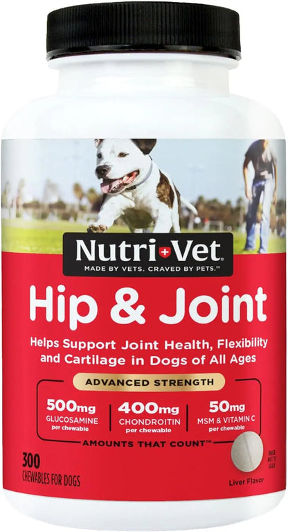Advanced Strength Hip & Joint Supplement for Dogs, Puppy Supplements, Dog Joint Supplement, Contains 500Mg of Glucosamine, 400Mg of Chondroitin, 50Mg of MSM, Puppy Essentials, 300 Tablets