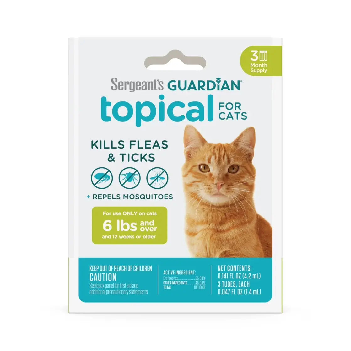 GUARDIAN Flea & Tick Topical for Cats, 6 Lbs and Over, 3 Count