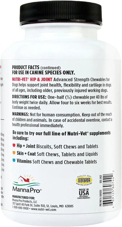 Advanced Strength Hip & Joint Supplement for Dogs, Puppy Supplements, Dog Joint Supplement, Contains 500Mg of Glucosamine, 400Mg of Chondroitin, 50Mg of MSM, Puppy Essentials, 300 Tablets