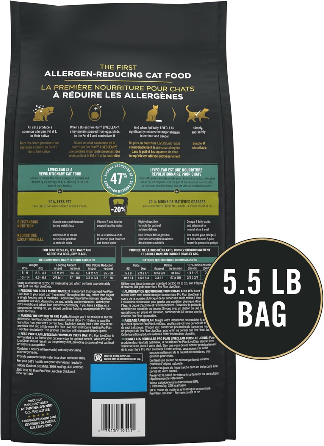Liveclear Cat Food Weight Management and Cat Allergen Reducer Chicken and Rice Formula - 5.5 Lb. Bag