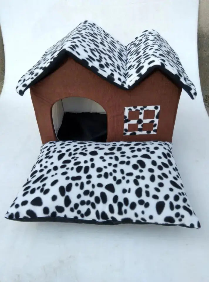 Spotty Double-Top Dog House with Removable Cushion Cats And Dogs Supply