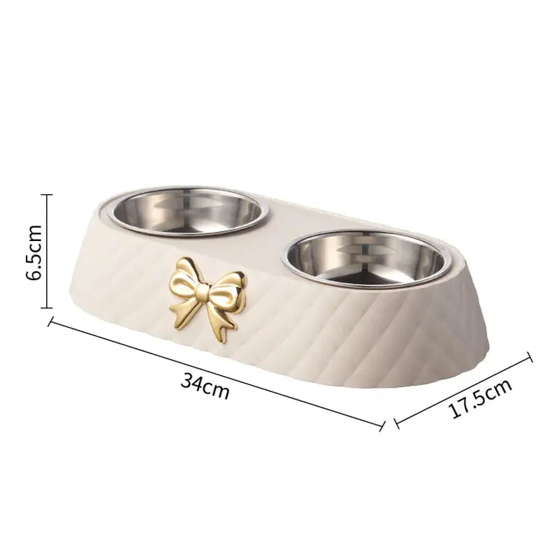 Bowknot Design Cat Food Bowl Cats And Dogs Supply